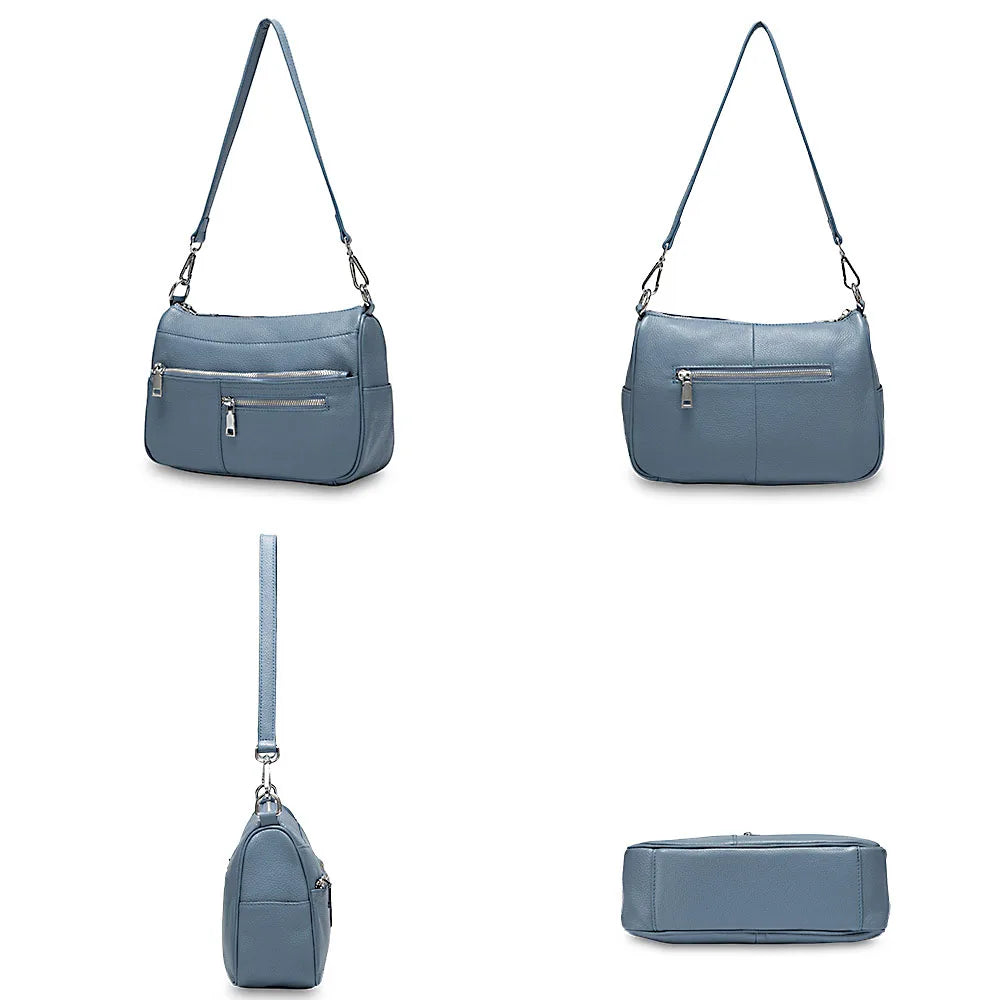 100% Genuine Leather Ruched Hobo Handbag – Noble Temperament Fashion Crossbody & Shoulder Purse for Women