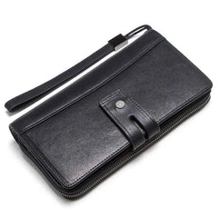 Genuine Leather Men's Long Wallet & Clutch with Card Holders and Coin Purse