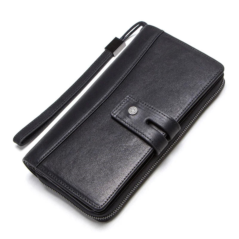 Genuine Leather Men's Long Wallet & Clutch with Card Holders and Coin Purse
