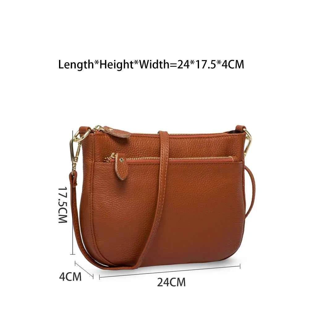 100% Genuine Leather Small Flap Crossbody Bag – Simple Women's Shoulder Purse & Messenger Wallet