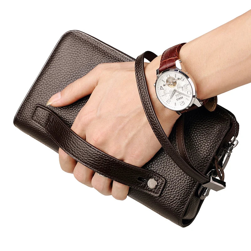 Genuine Leather Lock Clutch Wallet