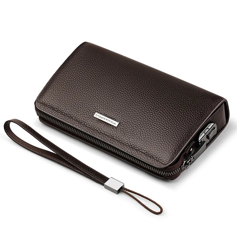 Genuine Leather Lock Clutch Wallet
