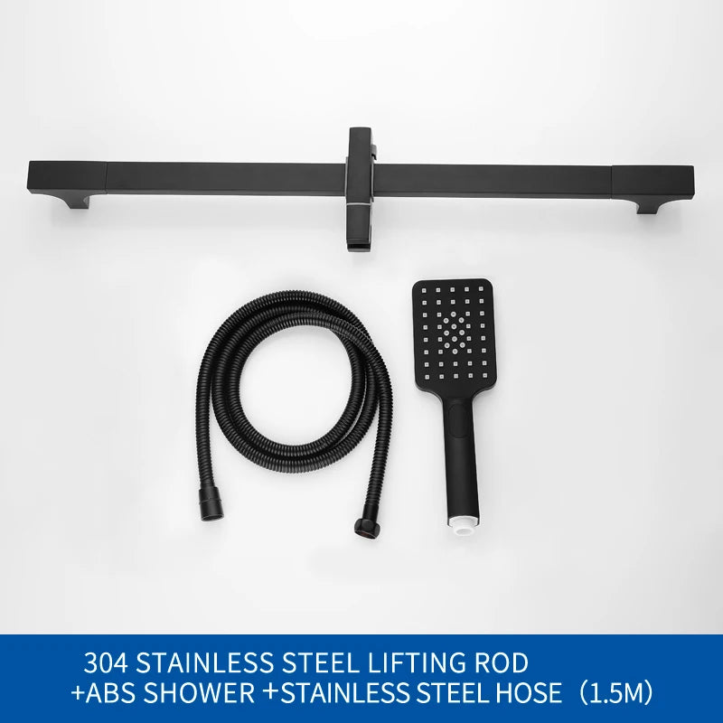 Matte Black Shower Bar Set – Adjustable Rail with 3-Mode Shower Head by Snagg A Shower Head