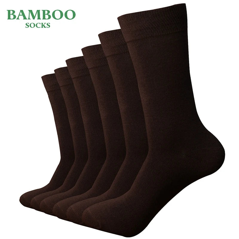 Men’s Bamboo Coffee Dyed Dress Socks, Breathable Antibacterial (6-Pair Pack)