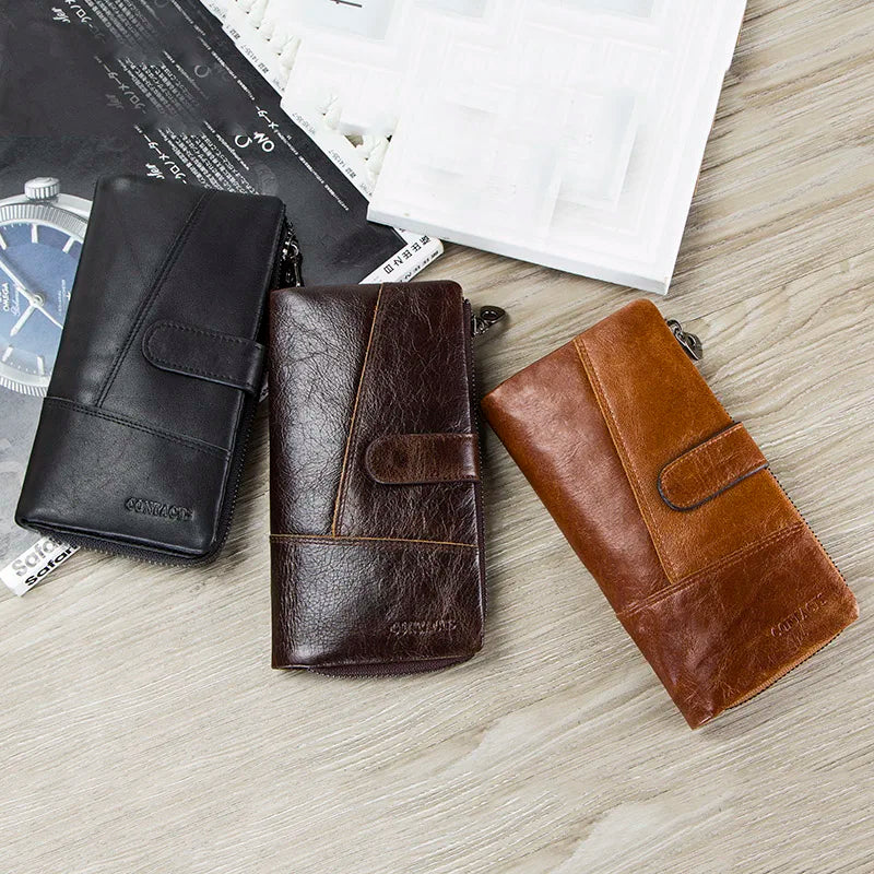 Genuine Leather Long Clutch Wallet