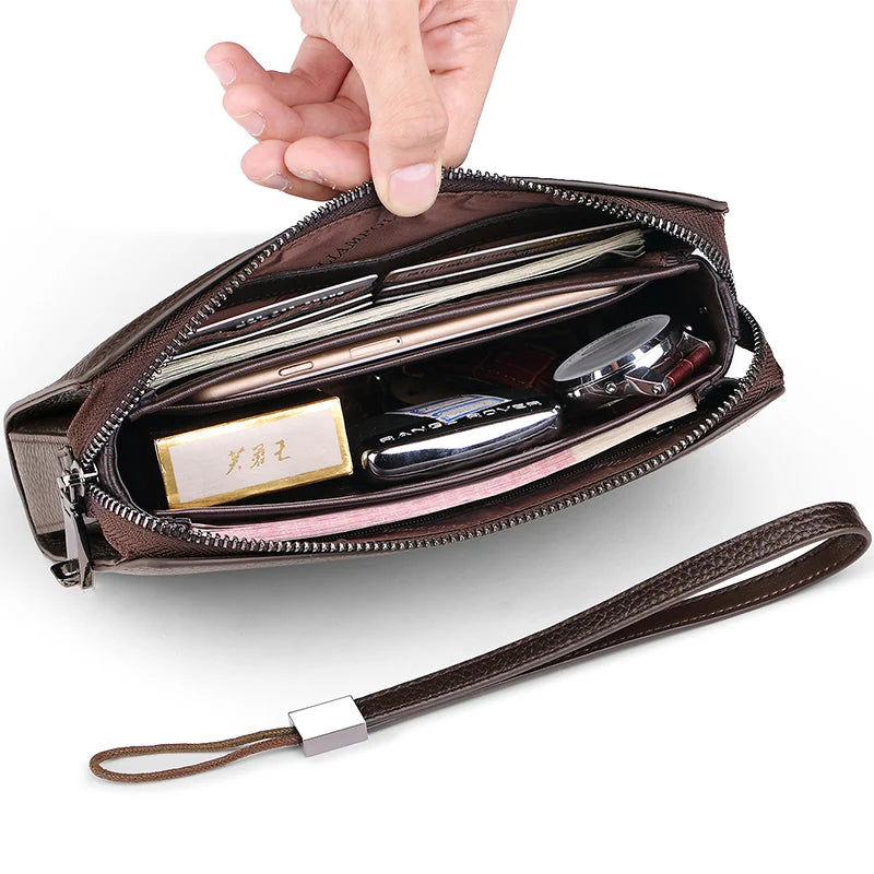 Genuine Leather Lock Clutch Wallet