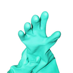 4 Pairs Oil-proof Long Green Safety Nitrile Rubber Coated Work Gloves by Snagg A Gloves