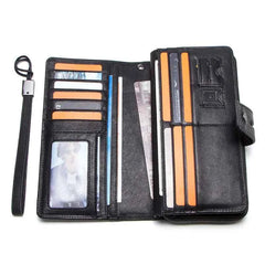 Genuine Leather Men's Long Wallet & Clutch with Card Holders and Coin Purse