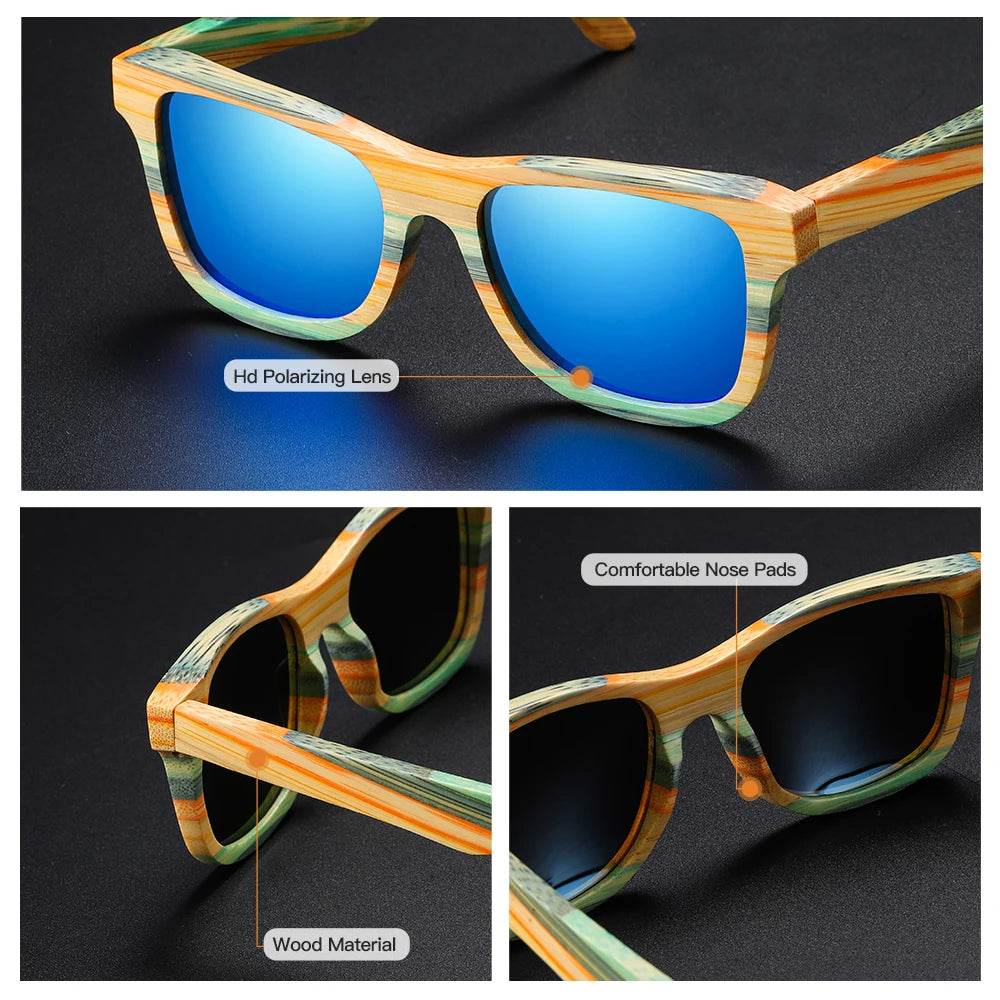 Bamboo Skateboard Wood Polarized Sunglasses - SnaggIt