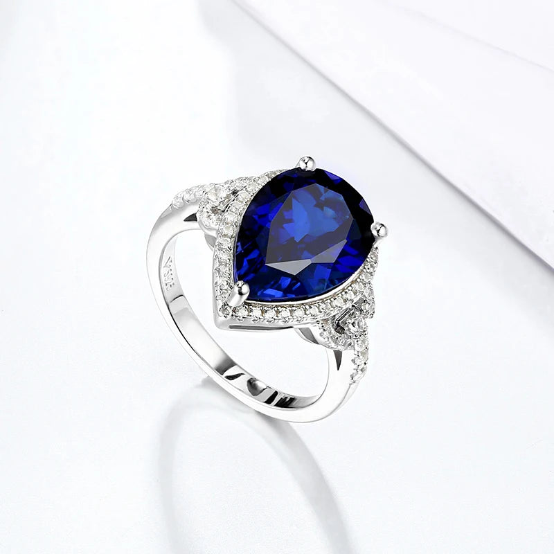 Blue Sapphire Pear Cut Ring