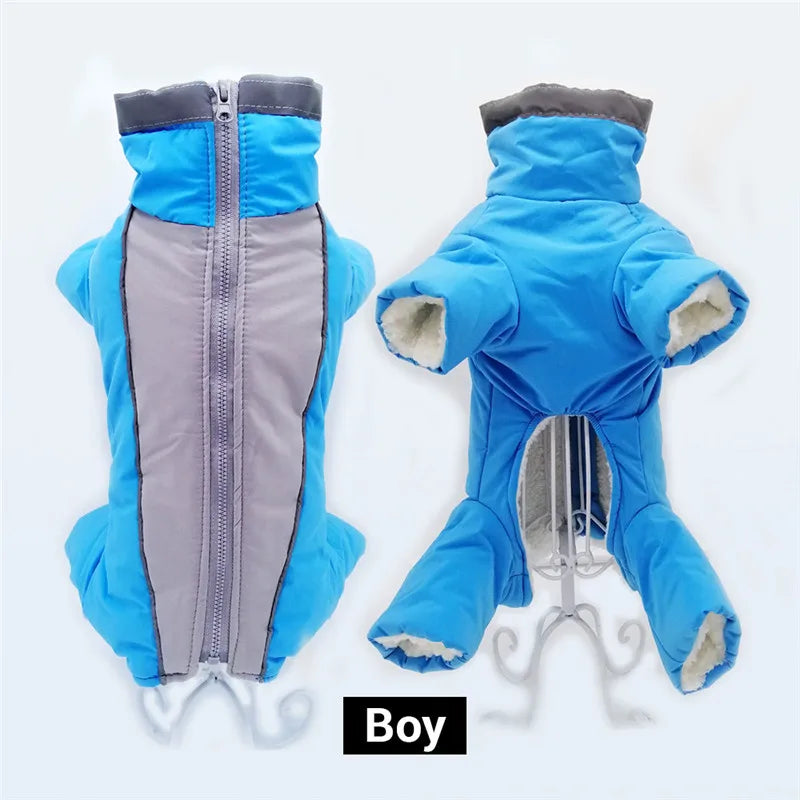 Reflective Dog Winter Jumpsuit – Waterproof Down-Fill Overalls for Small Dogs