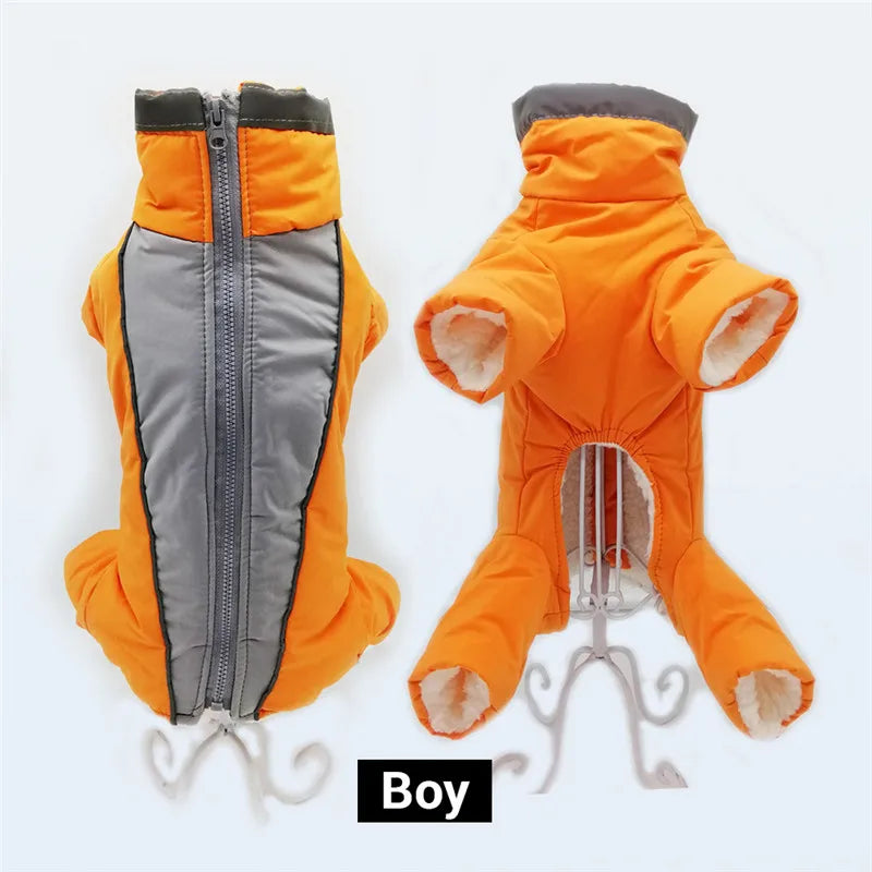 Reflective Dog Winter Jumpsuit – Waterproof Down-Fill Overalls for Small Dogs