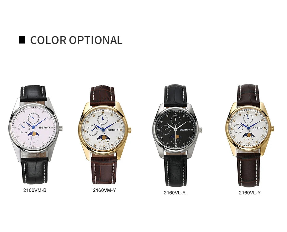 BERNY Women’s Moon Phase Quartz Watch