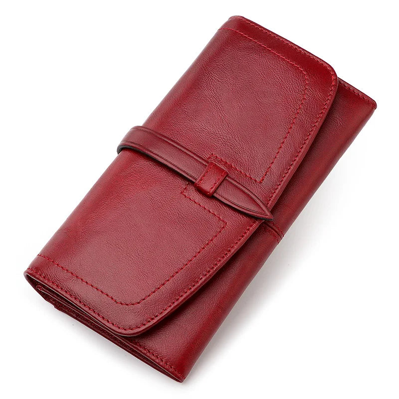 Genuine Leather RFID Long Wallet