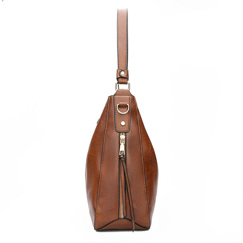 Faux Leather Large Vintage Hobo Tote – European Designer Crossbody & Shoulder Bag for Women