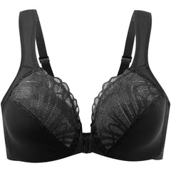 Front Closure Lace Bra | Underwire Plunge 3/4 Cup Cushion Strap