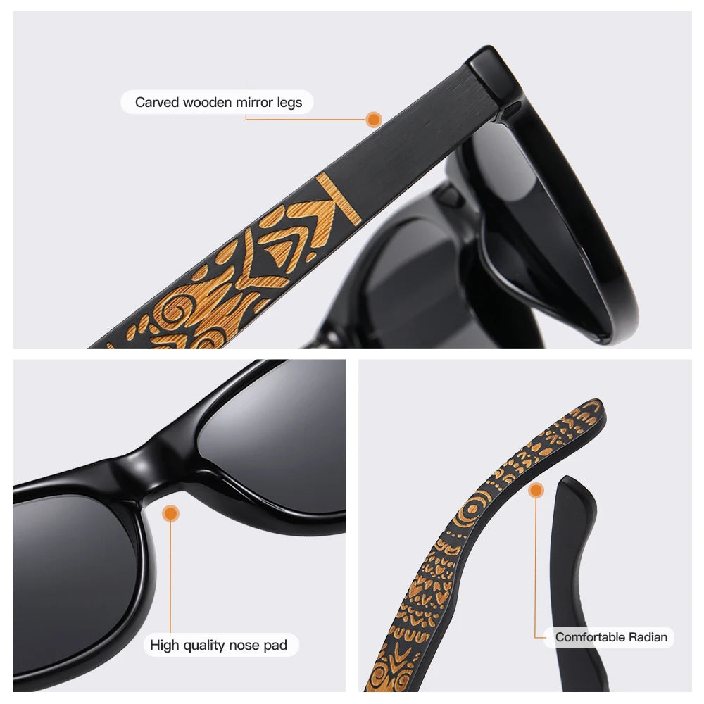 Wooden Bamboo Polarized Oval  Sunglasses