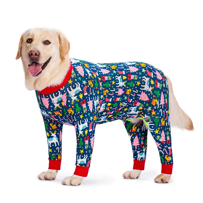 Dog Pyjama Jumpsuit for Medium & Large Dogs – Cosy Full-Cover Belly Recovery Suit (Cuttable Panel)