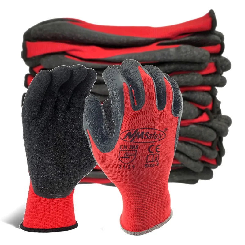 12 Pieces/ 6 Pairs Safety Work Protective Gloves Construction Builders Grip Knit Polyester Cotton Guantes For Gardening by Snagg A Gloves