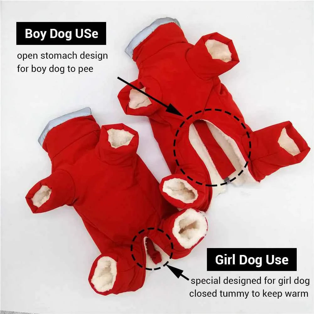 Reflective Dog Winter Jumpsuit – Waterproof Down-Fill Overalls for Small Dogs