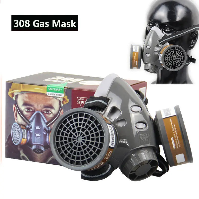 Gas Mask Respirator Set with Dual Charcoal Filters & Anti-Fog Glasses by Snagg A Face Mask