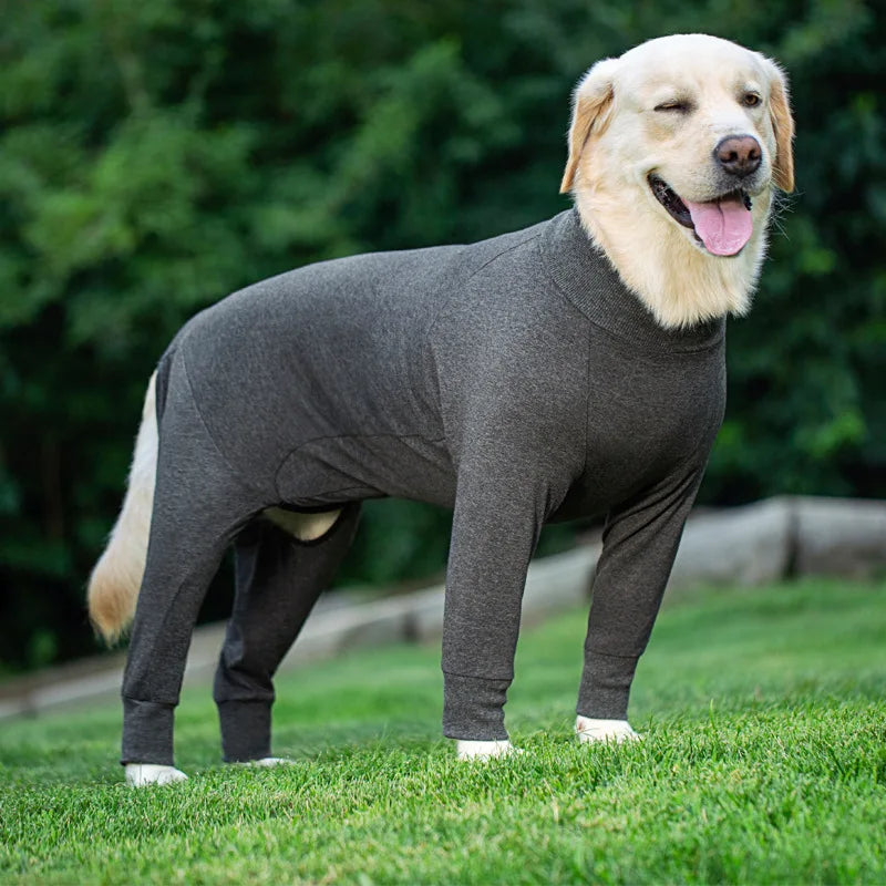 Dog Pyjama Jumpsuit for Medium & Large Dogs – Cosy Full-Cover Belly Recovery Suit (Cuttable Panel)
