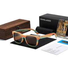 Bamboo Skateboard Wood Polarized Sunglasses - SnaggIt