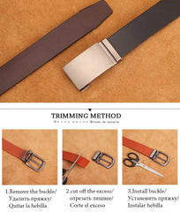 Men’s Genuine Cow Leather Belt — Automatic Buckle Business Strap