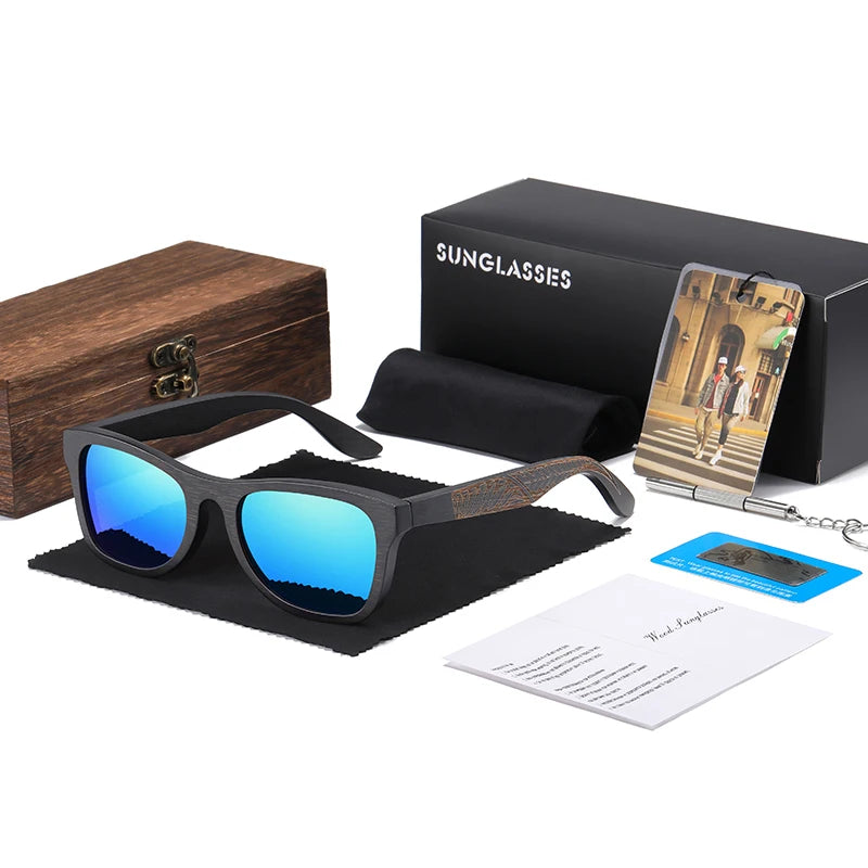 Handmade Black Bamboo Wooden Frame Sunglasses by Snagg It Sunglasses