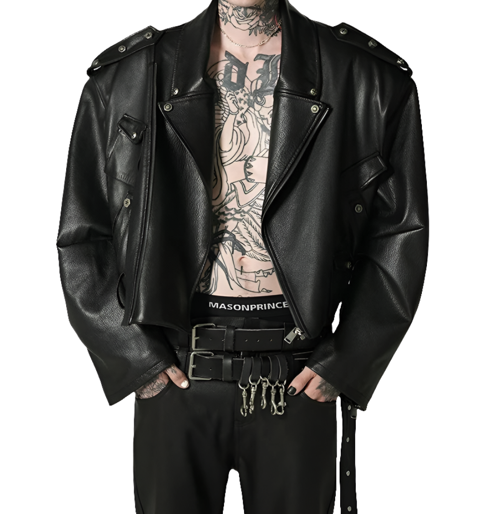 Oversized Black PU Leather Biker Jacket by Snagg A Jacket