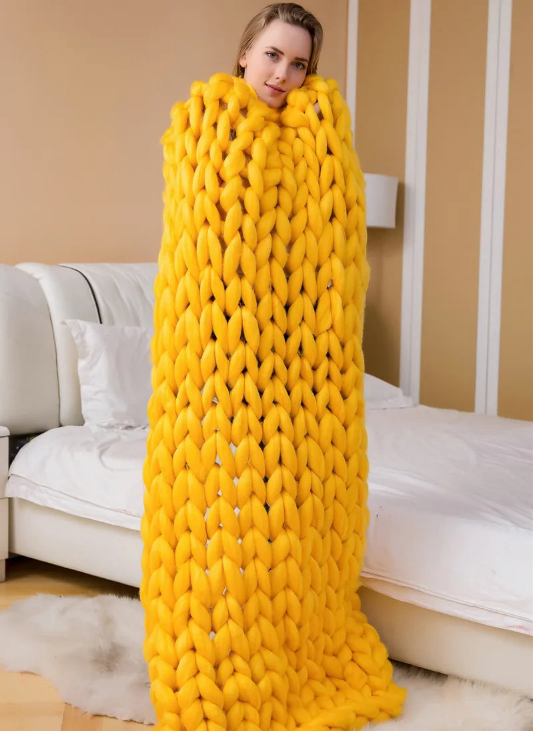 Knit Blanket Handmade Wool Throw by Snagg A Throw