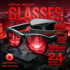 M02 Ultra Smart AI Glasses – 1080P HD Camera with 3600mAh Charging Case