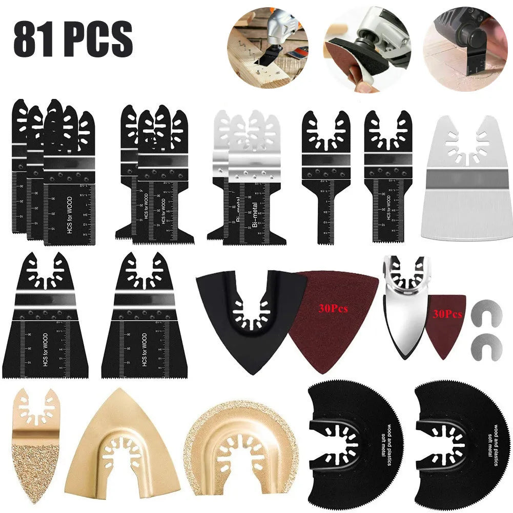 81pcs Oscillating Multitool Saw Blades Set | Quick-Change Universal Fit for Major Tool Brands