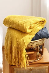 Knitted Throw Blanket – Cozy Comfort with Fringe by Snagg A Throw