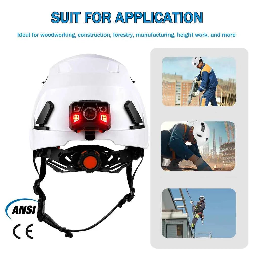 Construction safety helmet with LED headlamp and double visors – image 5