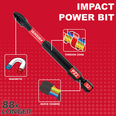 6" Pozidriv #2 PZ2 Impact Screwdriver Bit Set – Magnetic S2 Alloy Steel Power Bits