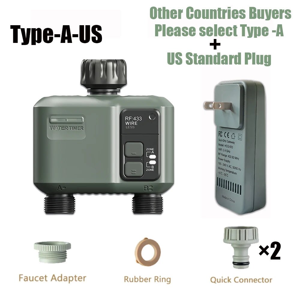 Smart WiFi + RF433 2-Way Garden Water Timer