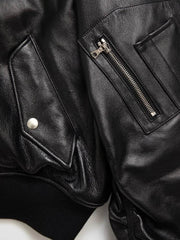 Black PU Leather Bomber Jacket - SnaggIt