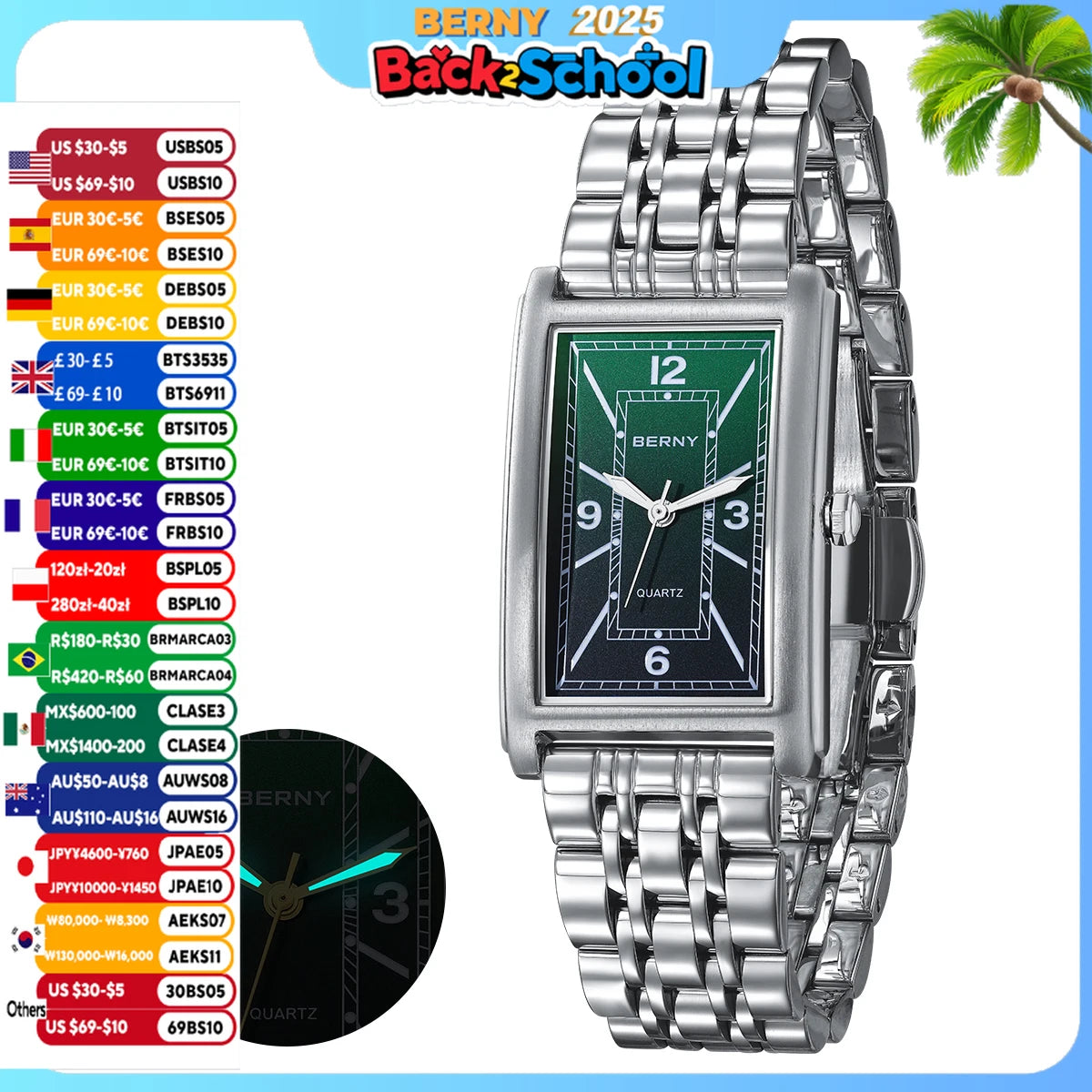 Rectangular Luxury Quartz Watch