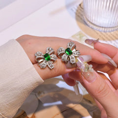 Deluxe Emerald Bowknot Jewelry Set