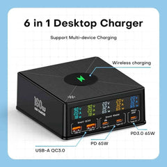 160W GaN USB Charging Station | Wireless + 100W 65W PD PPS Fast Charger for MacBook iPhone Samsung