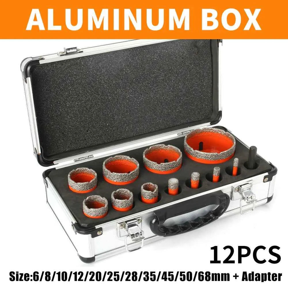 15 Piece Professional Vacuum Brazed Diamond Core Bit Set & M14 Threaded Masonry Hole Saw Kit