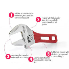 6-Inch Short Handle Adjustable Wrench - SnaggIt