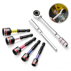 1/4" Ratchet Wrench Set – Heavy Duty Socket, Magnetic S2 Steel Bits with Colour-Coded Base for DIY