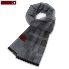 Men’s Luxury Wool Scarf — Cashmere Silk Blend Winter Plaid Shawl