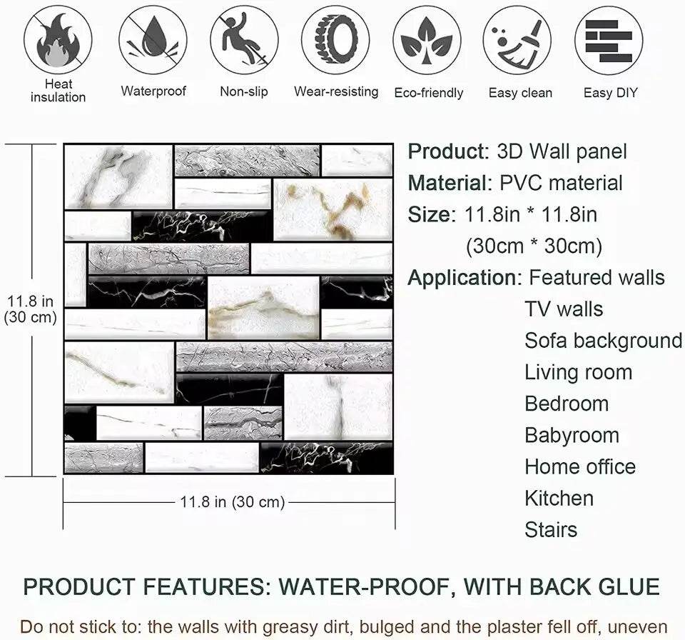 3D Self-Adhesive Brick Wall Stickers - SnaggIt
