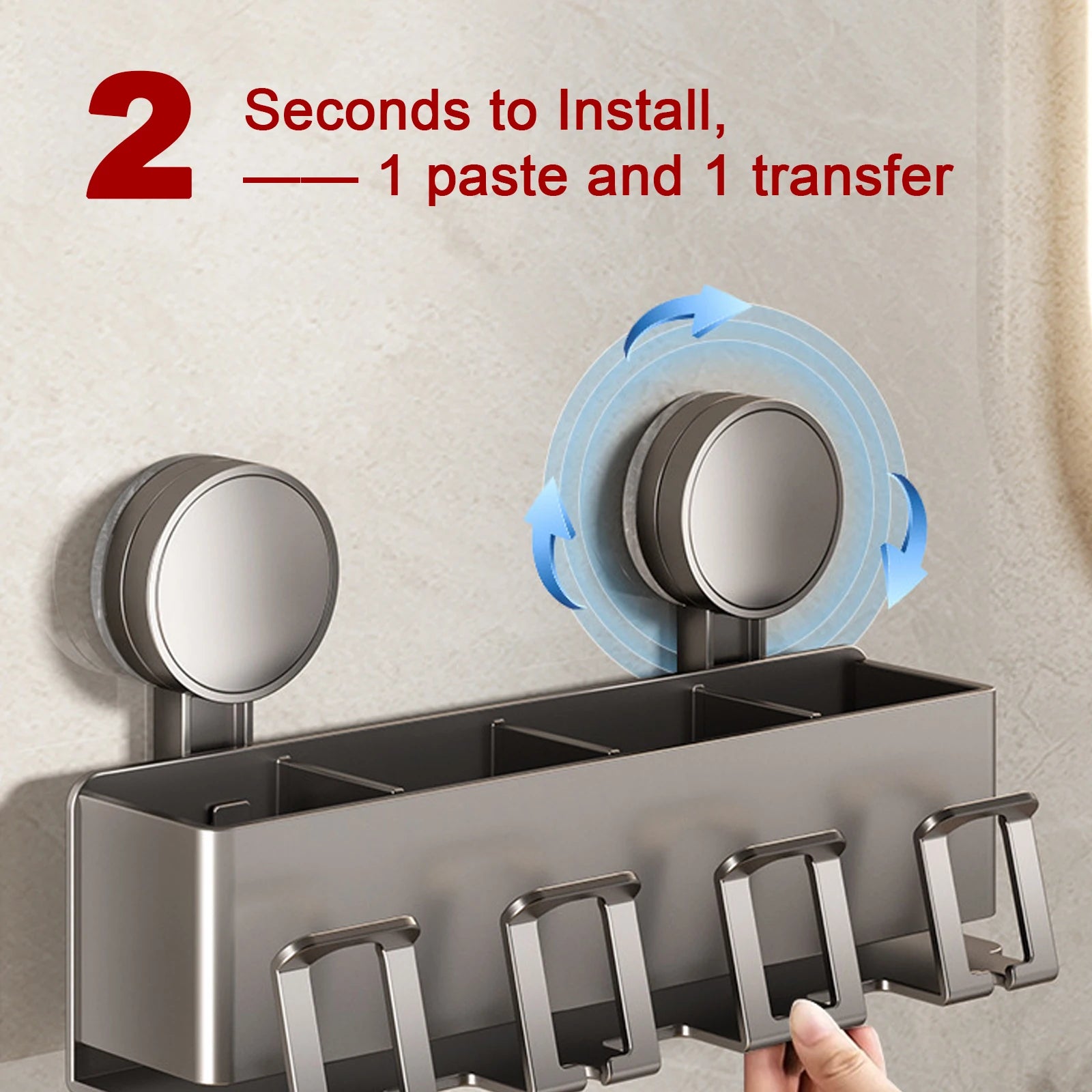 Suction Cup Toothbrush Holder with Mouthwash Cups & Shelf by Snagg A Toothbrush Holder