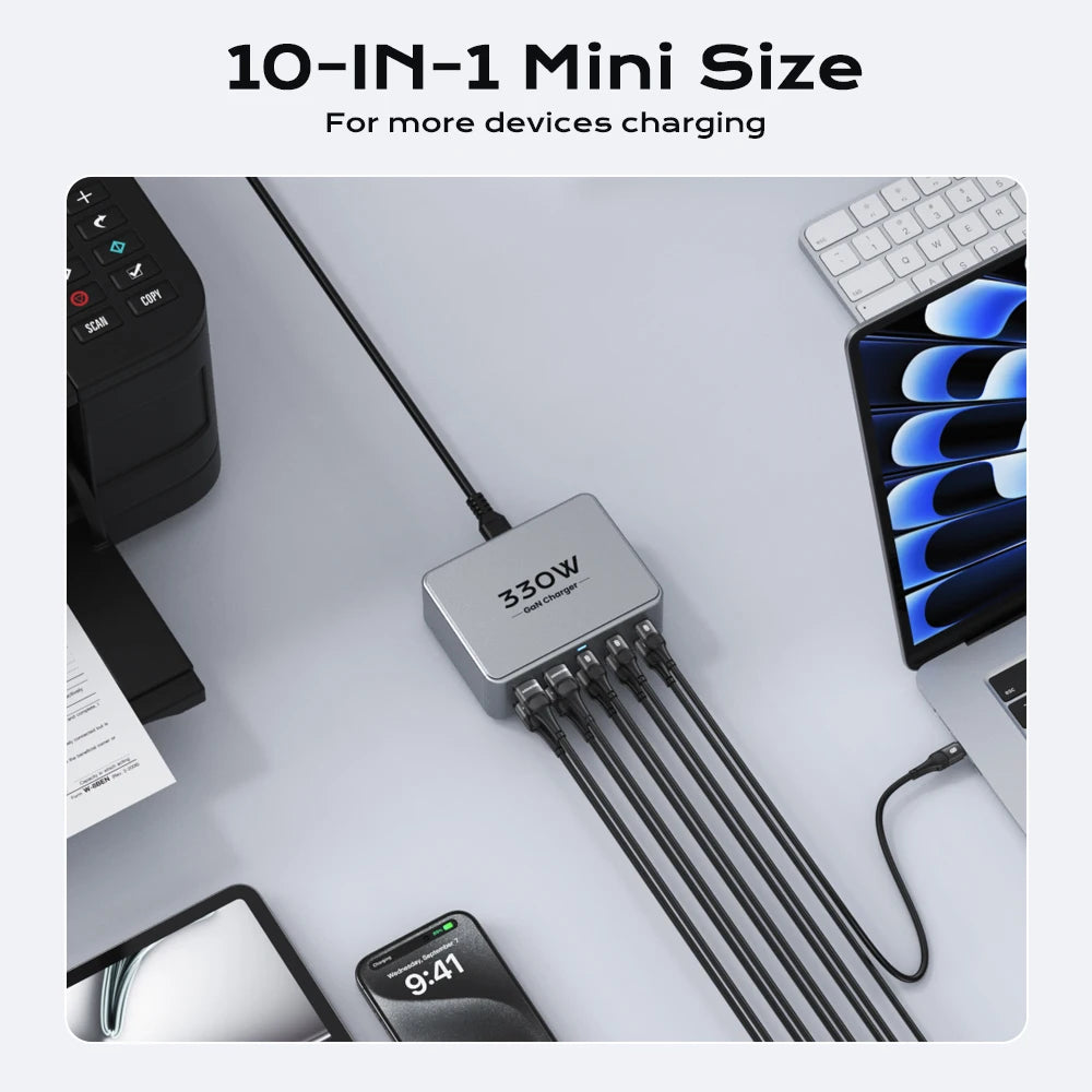 330W USB C Multiport Fast Charging Station For Laptop & Phones by Snagg A Charging Station