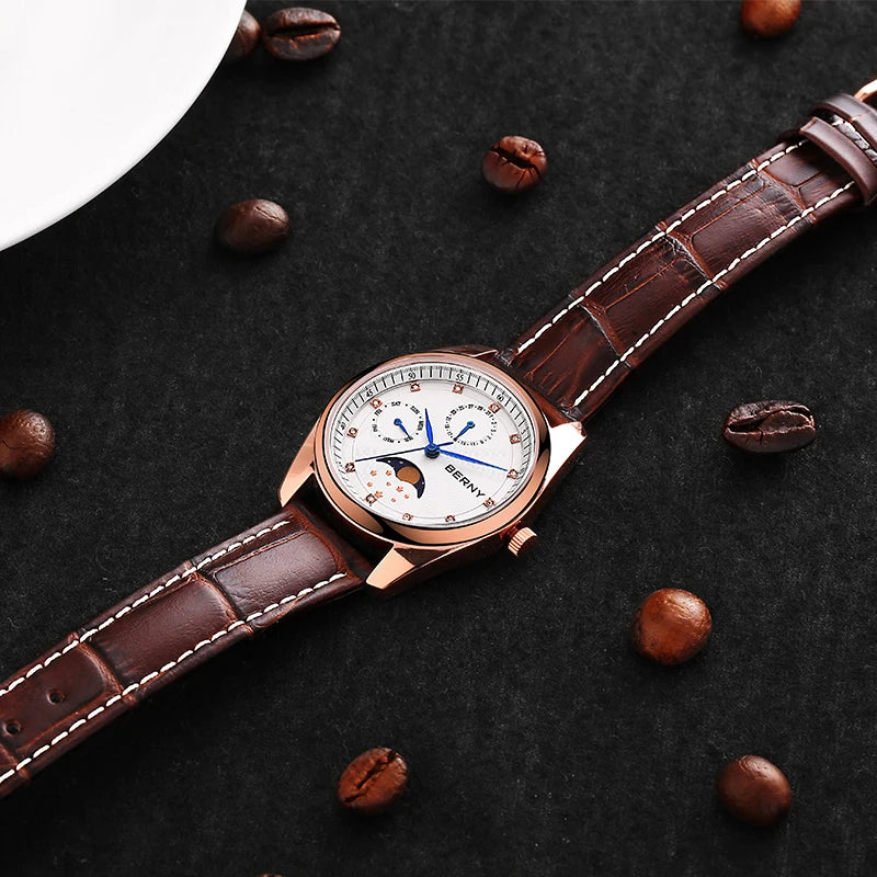 BERNY Men’s Moon Phase Quartz Watch