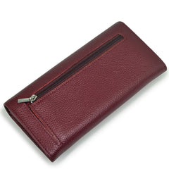 Luxury Wine Red Leather Long Wallet